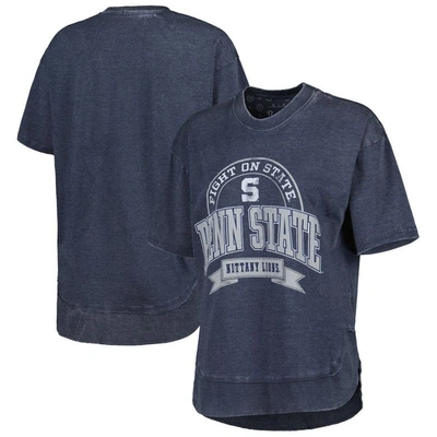 Pressbox Heather Navy Penn State Nittany Lions Vintage Wash Poncho Captain T-shirt In Heathered Navy