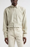 Tom Ford Fluid Fit Lyocell Button-down Shirt In Green