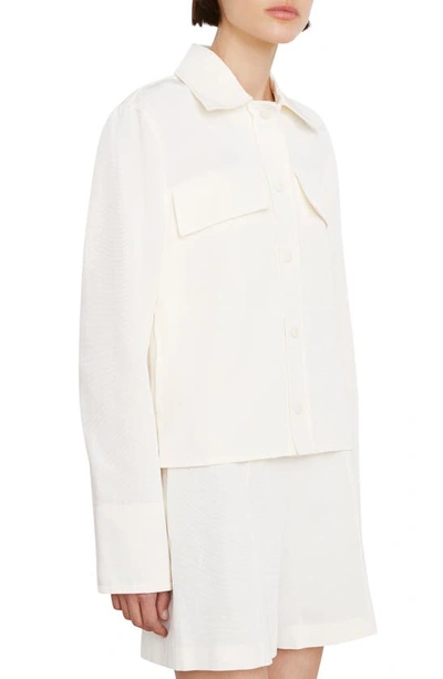 Vince Textured Cotton Blend Shirt Jacket In Beige