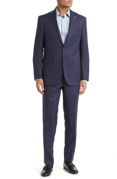 Ted Baker Jay Check Slim Fit Wool Suit In Navy