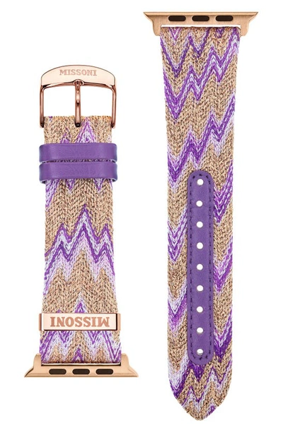 Missoni Purple Multicolor Zigzag Fabric Strap For Apple Watch 38/40/41mm