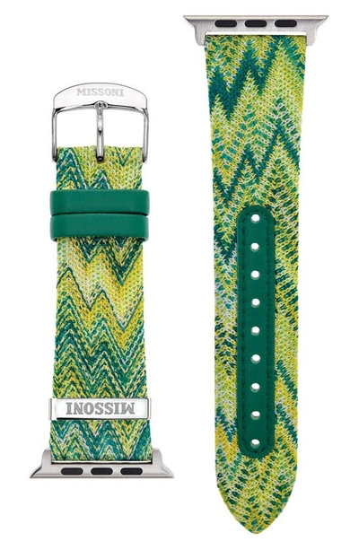 Missoni Green Zigzag Fabric Strap For Apple Watch 42/44/45mm In Multicolor