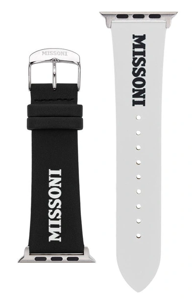 Missoni Black & White Leather Strap For Apple Watch 42/44/45mm