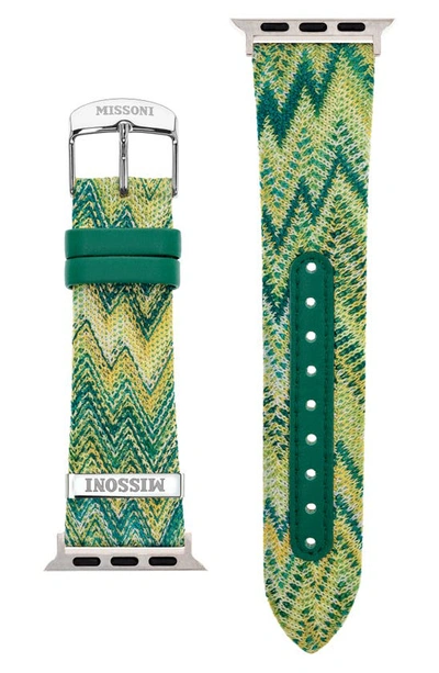 Missoni Green Zigzag Fabric Strap For Apple Watch 38/40/41mm In Multicolor