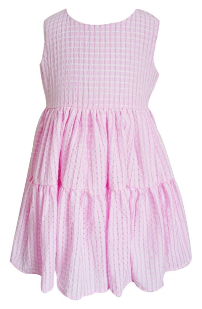 Popatu Kids' Check Tiered Dress In Pink