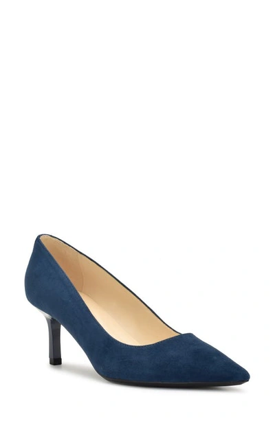 Nine West Kuna 9x9 Pointed Toe Pump In French Navy Suede