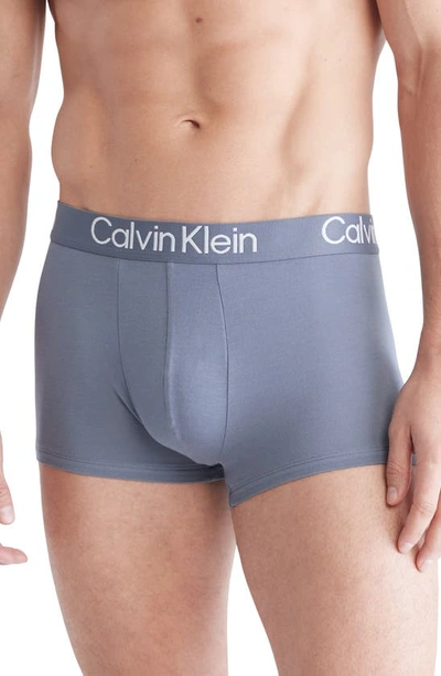Calvin Klein Ultra-soft Modern 3-pack Stretch Modal Trunks In Blue/ Grey
