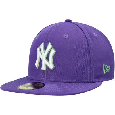 New Era Purple New York Yankees Lime Side Patch 59fifty Fitted Hat