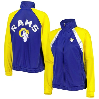 G-iii 4her By Carl Banks Women's  Royal, Gold Los Angeles Rams Confetti Raglan Full-zip Track Jacket In Royal,gold