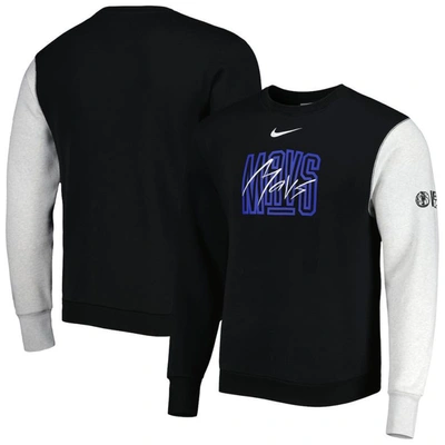 Nike Men's  Black, Heather Gray Dallas Mavericks Courtside Versus Force & Flight Pullover Sweatshirt In Black,heather Gray
