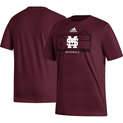 Adidas Originals Adidas Maroon Mississippi State Bulldogs Locker Lines Baseball Fresh T-shirt