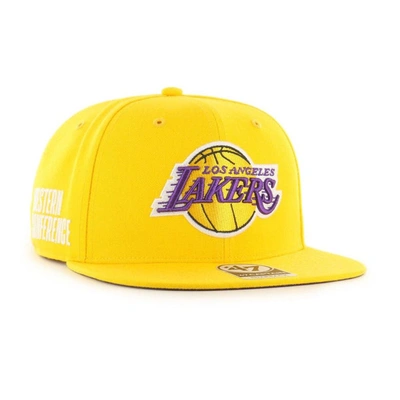 47 '  Gold Los Angeles Lakers Sure Shot Captain Snapback Hat