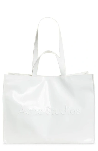 Acne Studios Logo Embossed Faux Leather East/west Tote In White