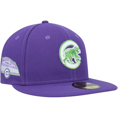 New Era Purple Chicago Cubs Lime Side Patch 59fifty Fitted Hat
