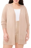 Halogen Side Slit Linen Blend Cardigan In Oxford Tan