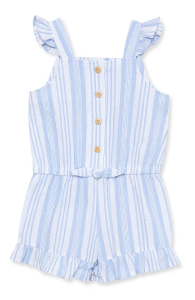 Little Me Babies' Stripe Ruffle Cotton Romper In Blue