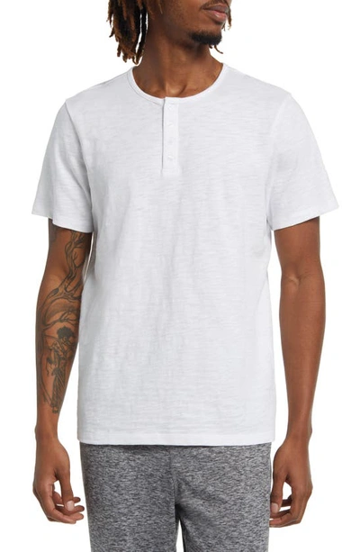 Barefoot Dreams Slub Henley Lounge T-shirt In White