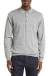 John Smedley Cotswold Wool Polo Sweater In Silver