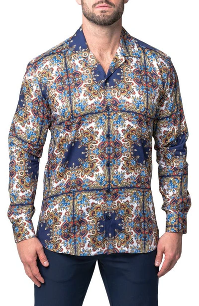 Maceoo Archemedis Florentine Print Regular Fit Cotton Button-up Shirt In Multi