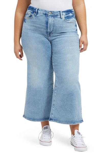 Good American Good Waist High Waist Crop Palazzo Jeans In Indigo479