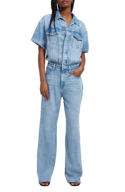 Good American Weightless Denim Jumpsuit In Indigo396