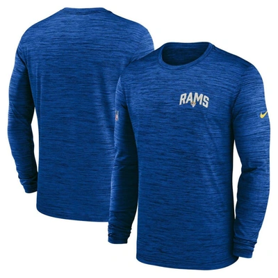 Nike Royal Los Angeles Rams Sideline Velocity Athletic Stack Performance Long Sleeve T-shirt