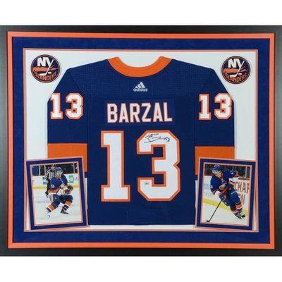 Fanatics Authentic Mathew Barzal New York Islanders Deluxe Framed Autographed Blue Adidas Authentic Jersey