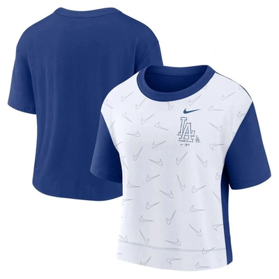 Nike Women's  Royal, White Los Angeles Dodgers Line Up High Hip Fashion T-shirt In Royal,white