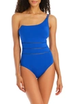 Bleu By Rod Beattie Behind The Seams One-shoulder One-piece Swimsuit In Cobalt