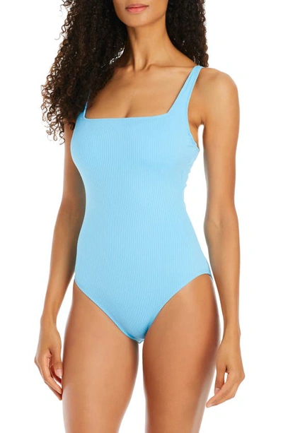 Bleu By Rod Beattie Walk The Line Square Neck One-piece Swimsuit In French Blue
