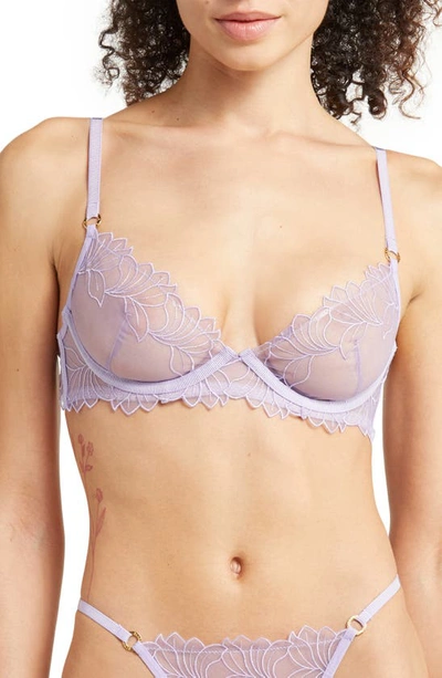 Bluebella Monet Embroidered Mesh Underwire Bra In Purple