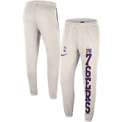 Nike Men's Ash, Royal Philadelphia 76ers 75th Anniversary Courtside Fleece Pants In Ash,royal