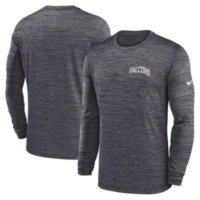 Nike Charcoal Atlanta Falcons Sideline Velocity Athletic Stack Performance Long Sleeve T-shirt