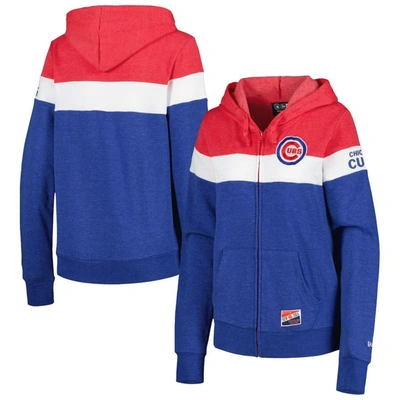 New Era Heather Royal Chicago Cubs Colorblock Full-zip Hoodie Jacket