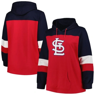 Profile Red St. Louis Cardinals Plus Size Colorblock Pullover Hoodie