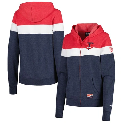 New Era Heather Navy Minnesota Twins Colorblock Full-zip Hoodie Jacket