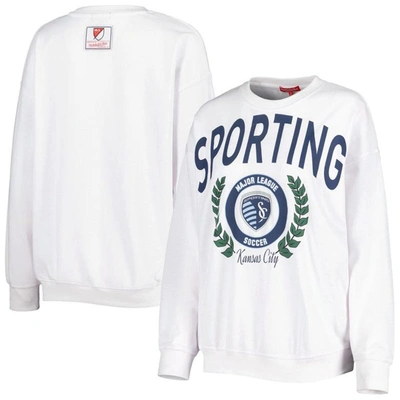 Mitchell & Ness Women's  White Sporting Kansas City Logo 2.0 Pullover Sweatshirt