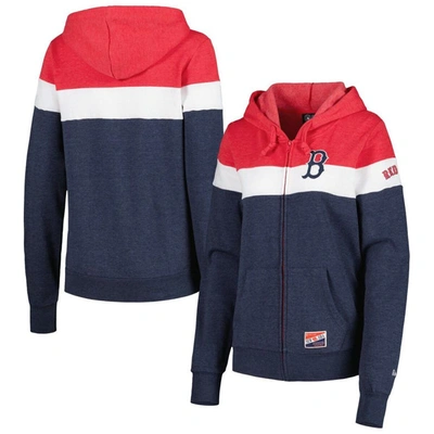 New Era Heather Navy Boston Red Sox Colourblock Full-zip Hoodie Jacket