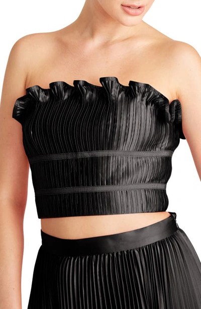 Amur Oriel Ruffle Strapless Crop Top In Black