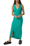 Free People Lyla Ruched Maxi Dress In Golf Green