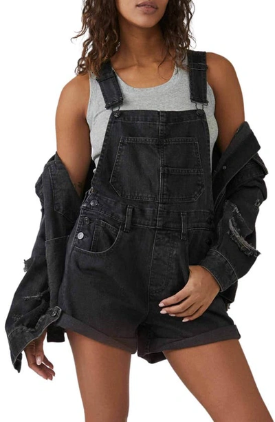 Free People Ziggy Denim Shortalls In Mineral Black