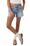 Free People Ivy Mid Rise Shorts In Blue