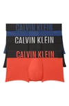 Calvin Klein Assorted 3-pack Intense Power Micro Low Rise Trunks In Fiesta, Black W/ Creamy White Logo, Midnight Blue