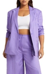 Open Edit Oversize Linen Blend Blazer In Purple Dahlia