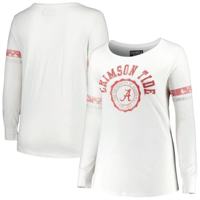 Profile White Alabama Crimson Tide Contrast Stripe Scoop Neck Long Sleeve T-shirt