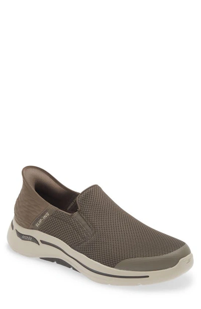 Skechers Go Walk Arch-fit Hands Free Slip-on Sneaker In Taupe