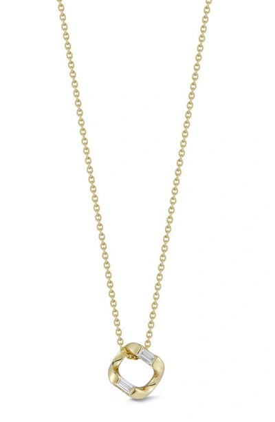 Dana Rebecca Designs Baguette Diamond Pendant Necklace In Yellow Gold