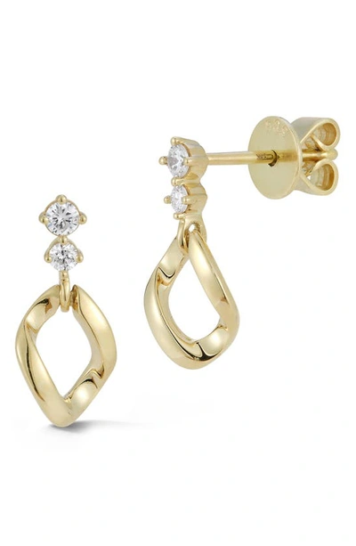Dana Rebecca Designs Cuban Chain Diamond Drop Earrings In Yellow Gold