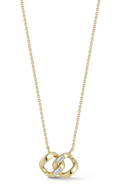 Dana Rebecca Designs Cuban Chain Baguette Diamond Pendant Necklace In Yellow Gold