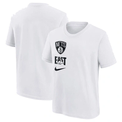 Nike Kids' Youth   White Brooklyn Nets Vs Block Essential T-shirt